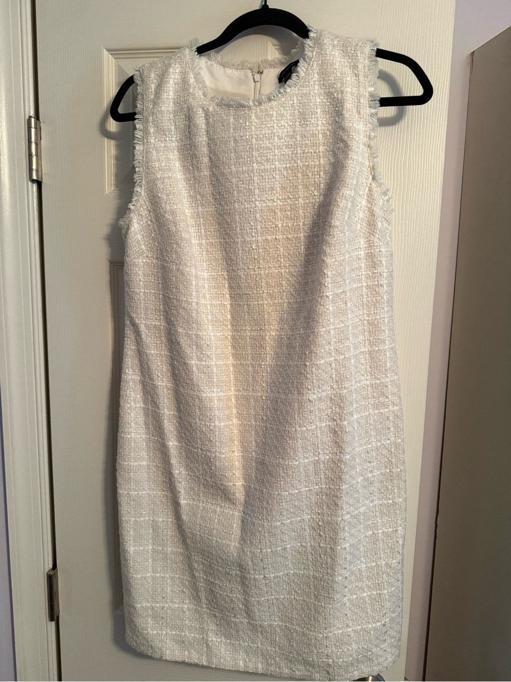 Ann Taylor Ivory Tweed Sleeveless Shift Dress